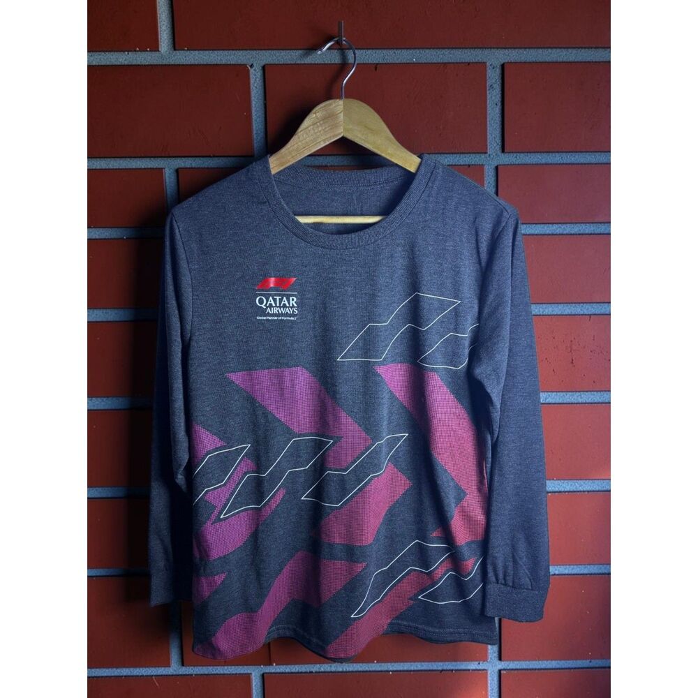 Formula 1 Qatar Airways F1 Graphic Long Sleeve Shirt Small Gray Racing Tee